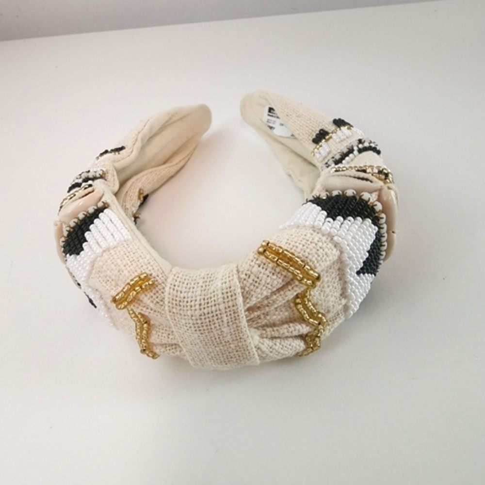 NEW Bohemian Beaded Shell Ivory Knot Headband - Picture 4 of 8